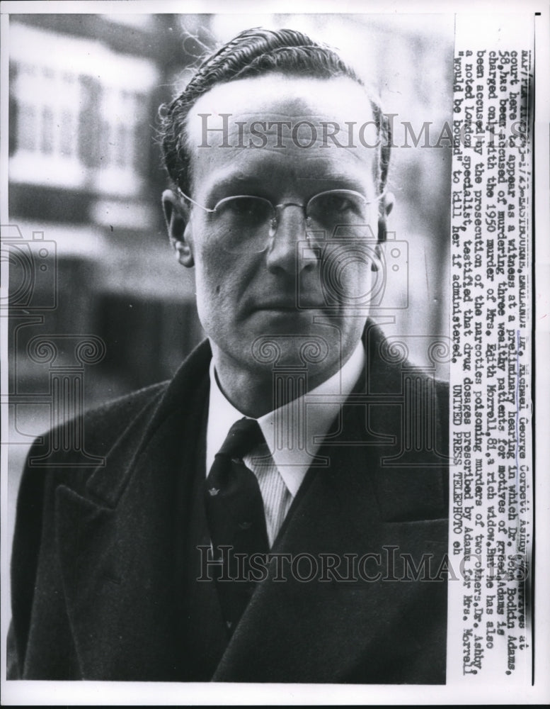 Load image into Gallery viewer, 1957 Press Photo Eastbourne, England Dr Michael G C Ashby for Dr Adams trial

