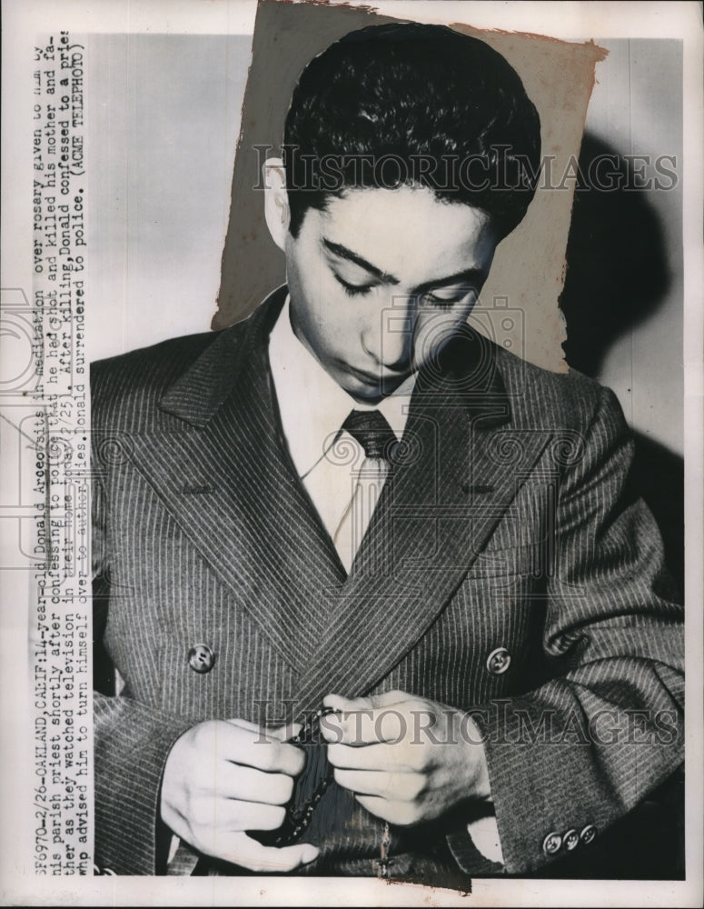 1951 Press Photo Oakland, Calif Donald Arceosite confesses to murder