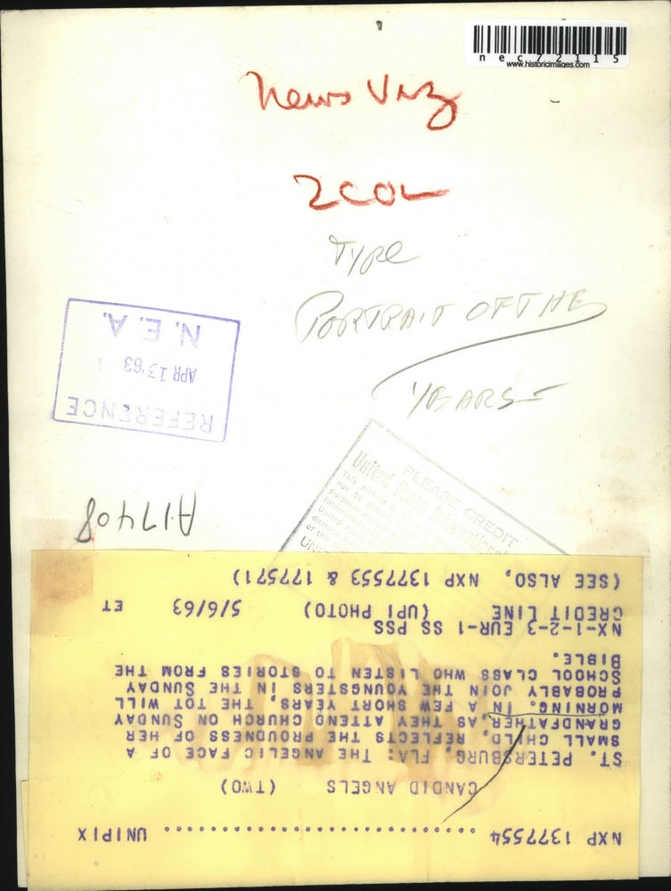 1963 Press Photo St Petersburg,Fla A grandfather & baby at church