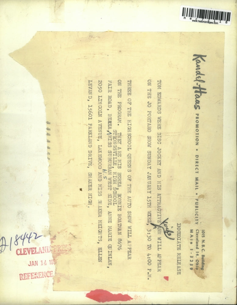 1950 Press Photo Disc jockey Rom Edwards & wife Ann for Jo Portaro Show