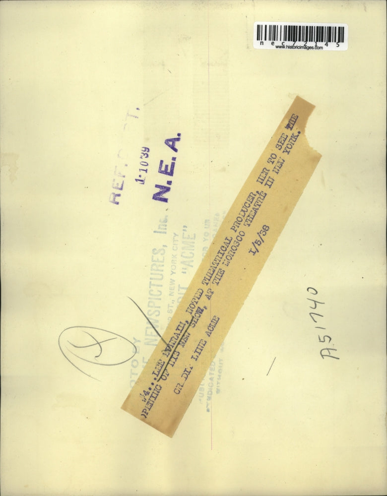 1938 Press Photo Lee Efhrain, theatrical producer in NYC