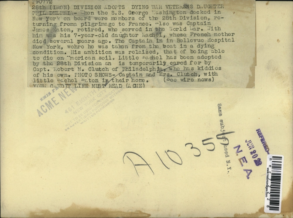 1938 Press Photo Phila.PaCapt & Mrs James Enton & daughter Rachel