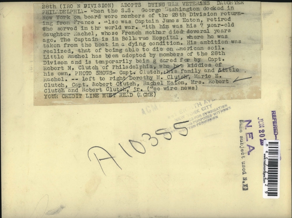 1928 Press Photo Phila, PA Capt Clutch & his family return from the war