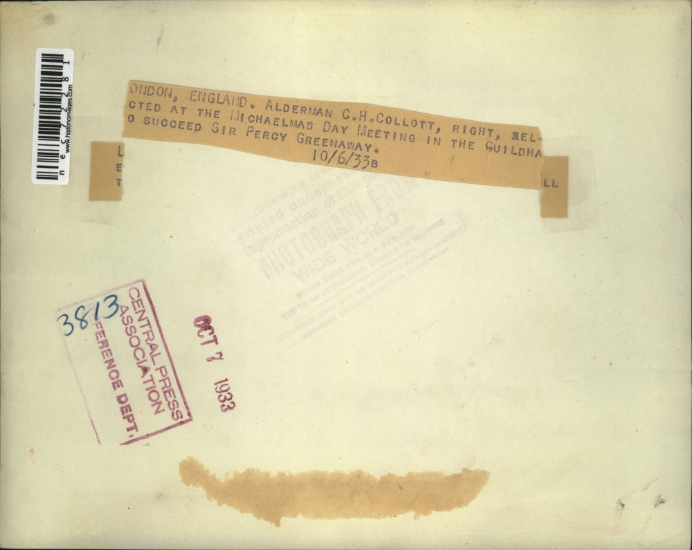 1933 Press Photo London, England Alderman CH Collcott, Sir Percy Greenaway