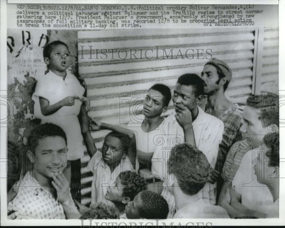1961 Press Photo Santo Domingo, D.R political prodigy Bolivar Hernandez protest
