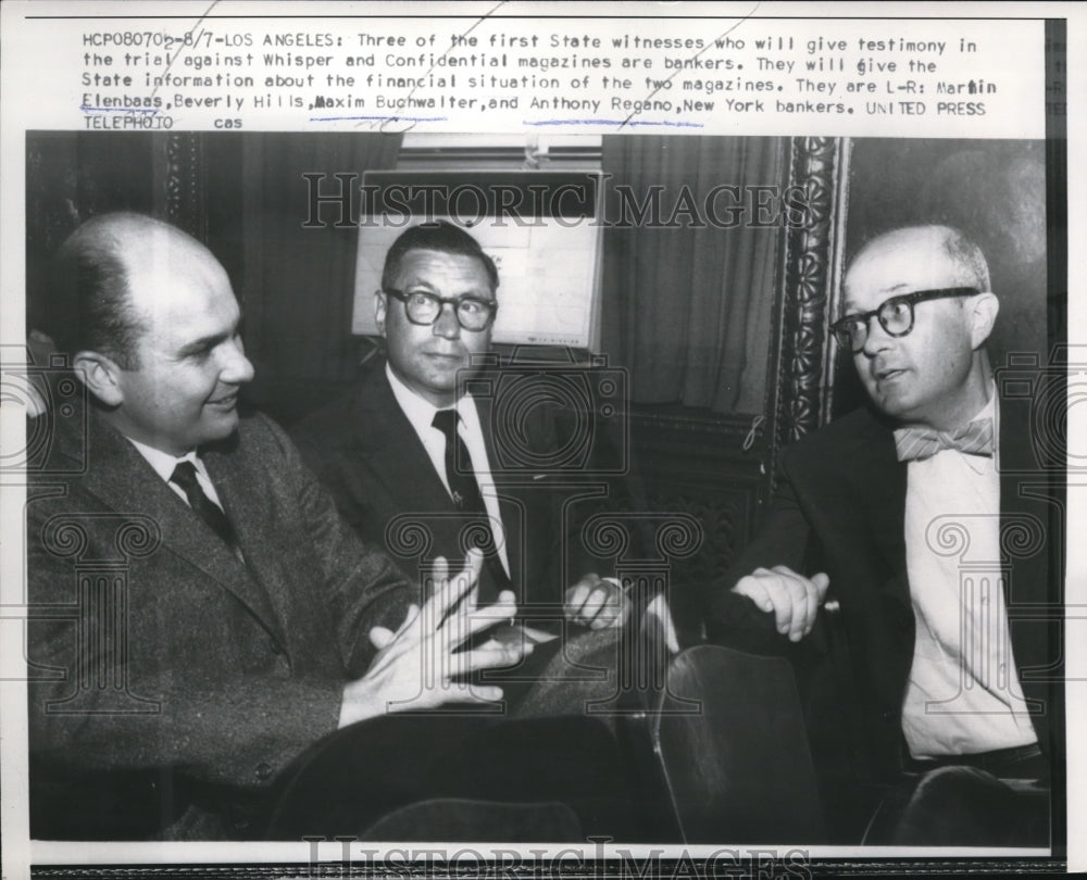 1957 Press Photo La, Calif State witnesses M Buchealter, A Regano, M Elenbaas