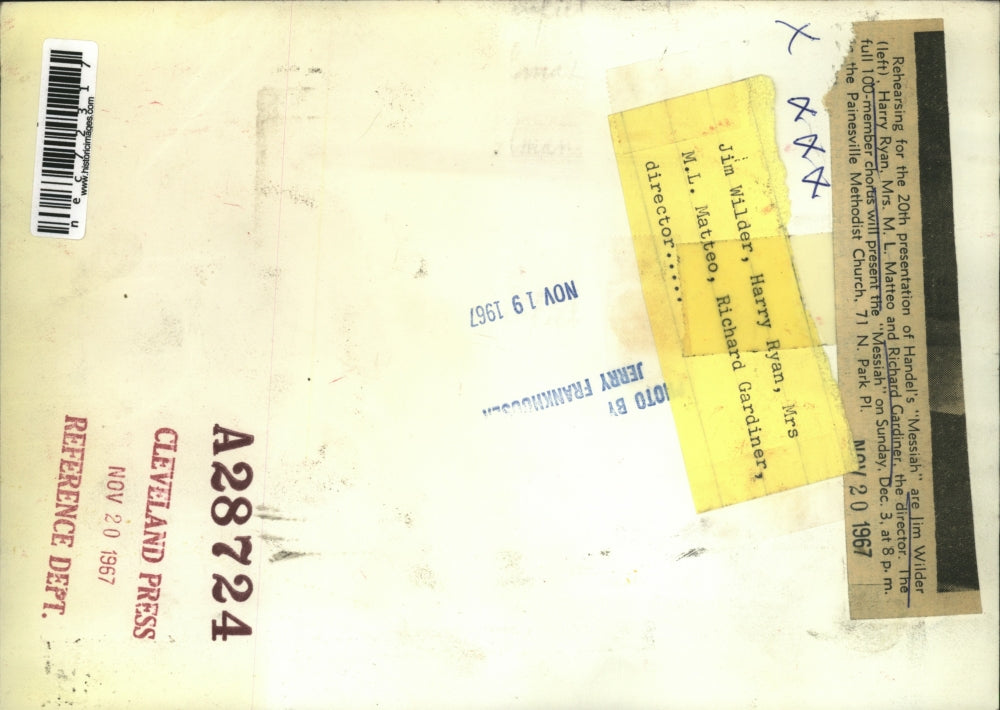 1967 Press Photo Jim Wilder, Harry Ryan, Mrs. Matteo, Richard Gardiner, Messiah