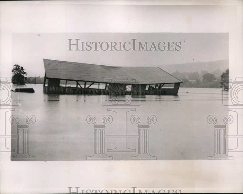 Load image into Gallery viewer, 1935 Press Photo Towanda ball park under flood water in Pennsylvania
