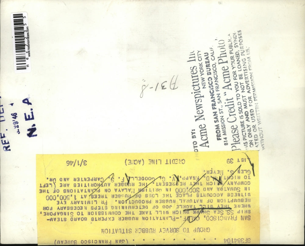 1946 Press Photo Rubber Authorities, M. Knapp, Goodell, F. Carpenter, Dr. Meyer