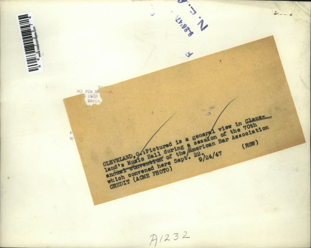 1947 Press Photo Cleveland, O Music Hall convention of US Bar Assoc