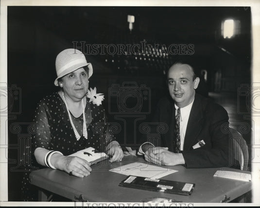 1932 Press Photo Mrs Meyer D Rothschild & her son Joseph