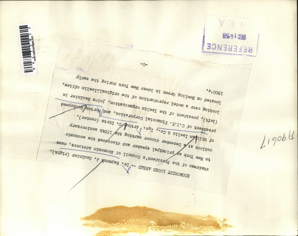 1958 Press Photo Dr Ray Sauliner, Art Dietz & Morton Goodspeed of Iselin & Co