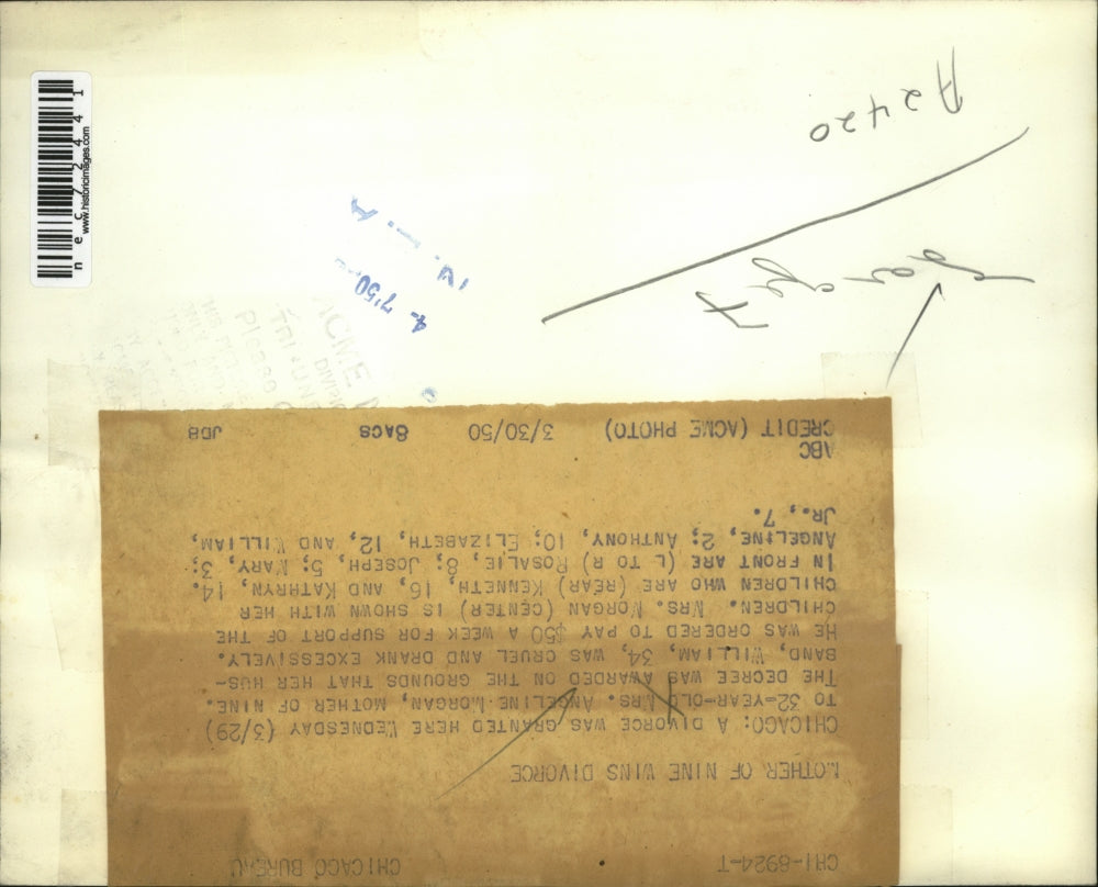 1950 Press Photo Chicago,Mrs Angeline Morgan & her 9 children