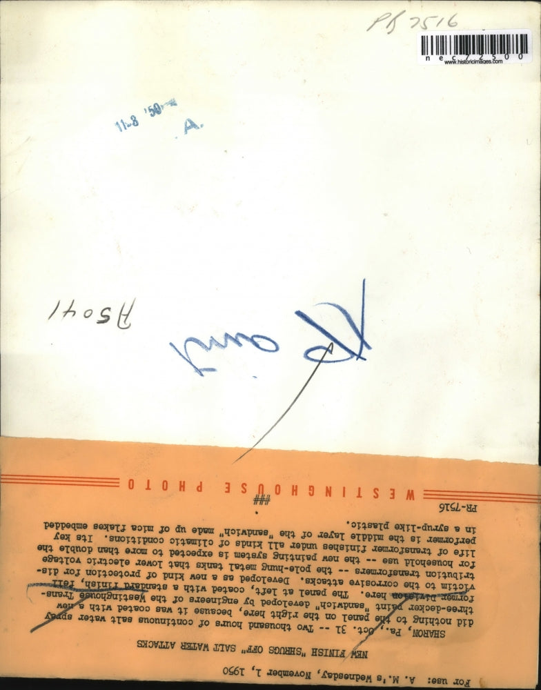 1950 Press Photo Sharon, Pa Westinghouse Transformer parts, 1 corroded 1 not