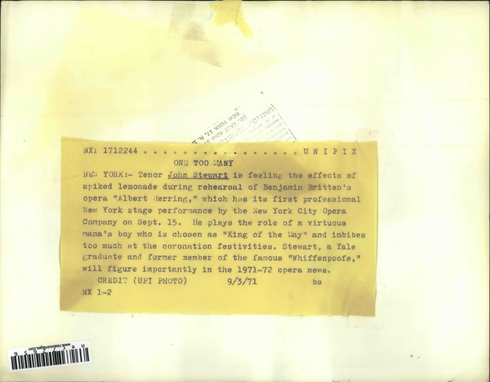 1971 Press Photo NYC, John Stewart rehearses opera Albert Herring - nec72656