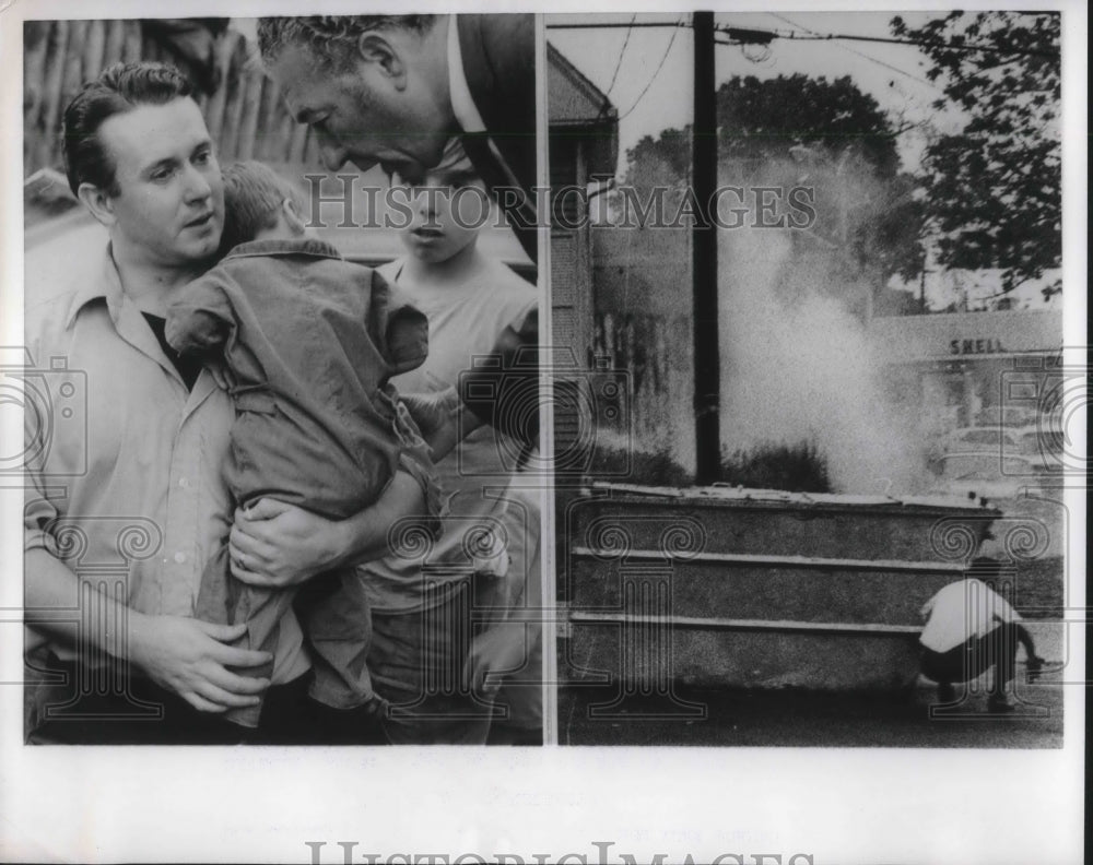 Press Photo Beverly, Madd Joseph McMahon & kids with police Chief Ed Aucopa