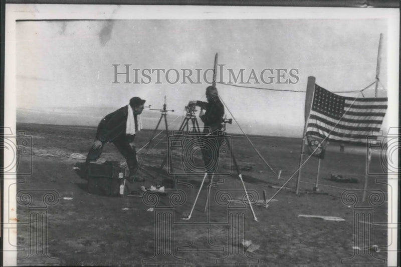 Load image into Gallery viewer, 1954 Press Photo Artic region, John Sheneman, Rev Dan Linehan, measure
