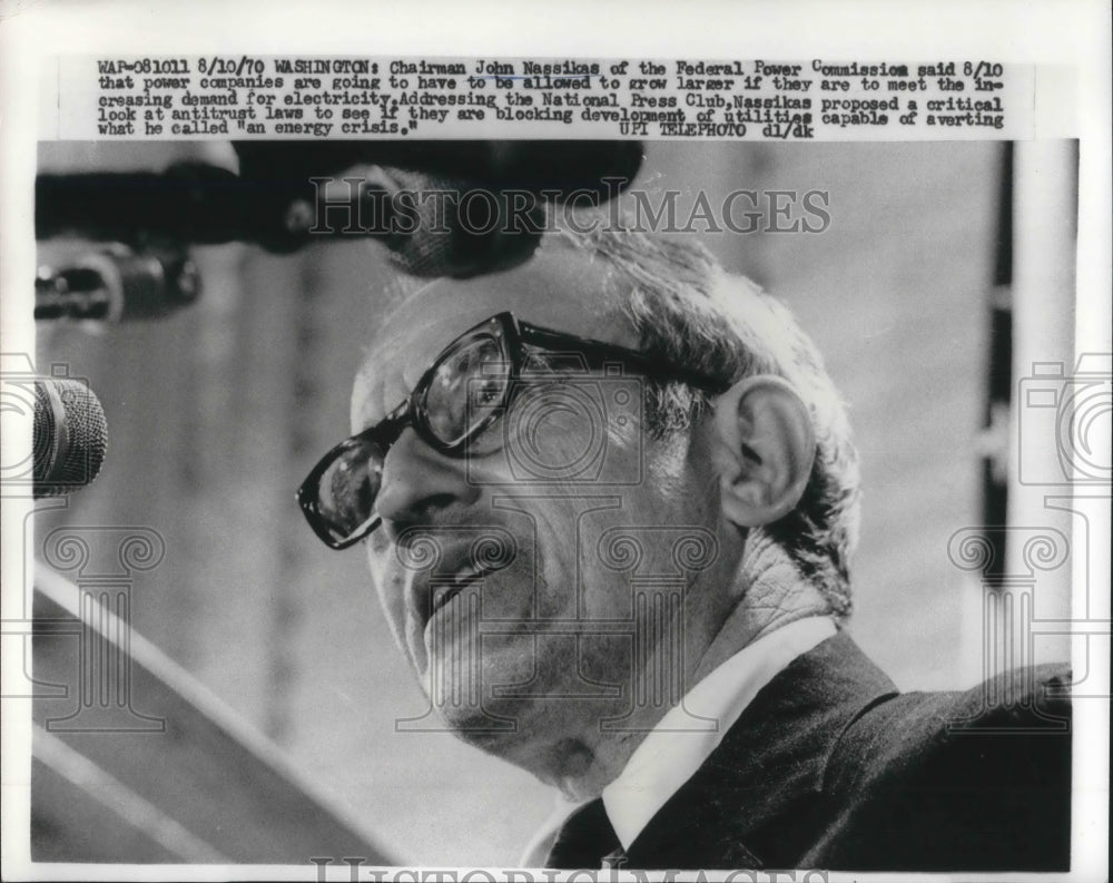 1970 Press Photo Federal Power Commission's John Nassikas at National Press Club