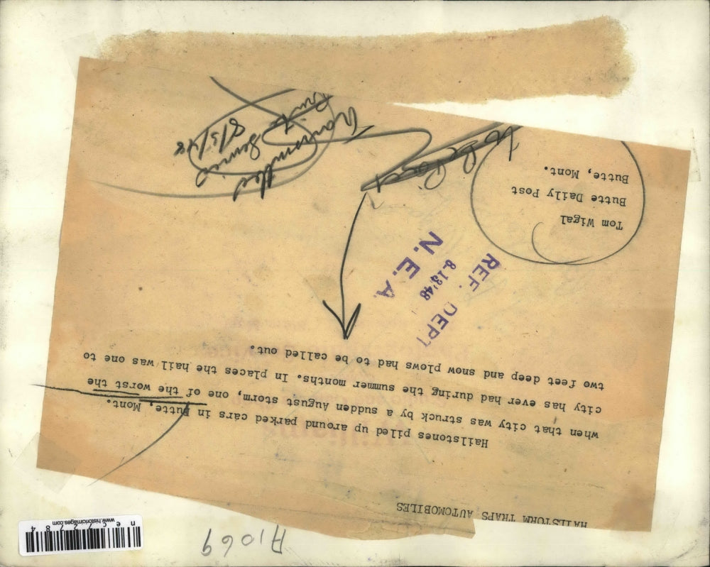 1948 Press Photo Butte, Mont hailstones from a strorm