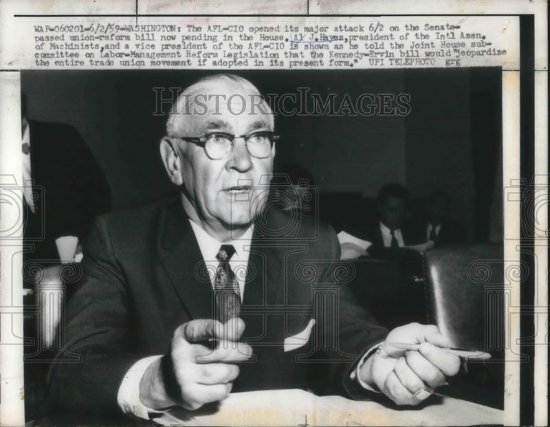 Load image into Gallery viewer, 1959 Press Photo DC AFL-CIO Al J Hayes pres of Machinists Union
