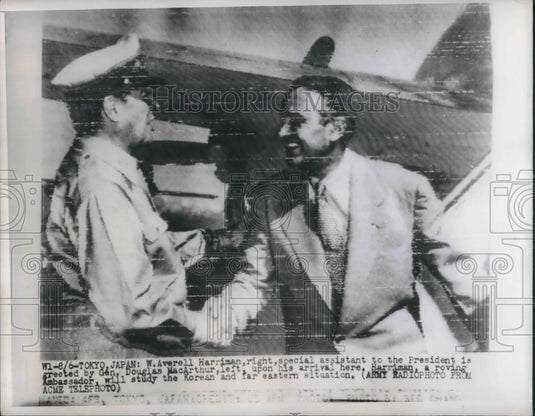 1950 Press Photo Toyko, Japan WA Harriman & Gen Douglas MacArthur