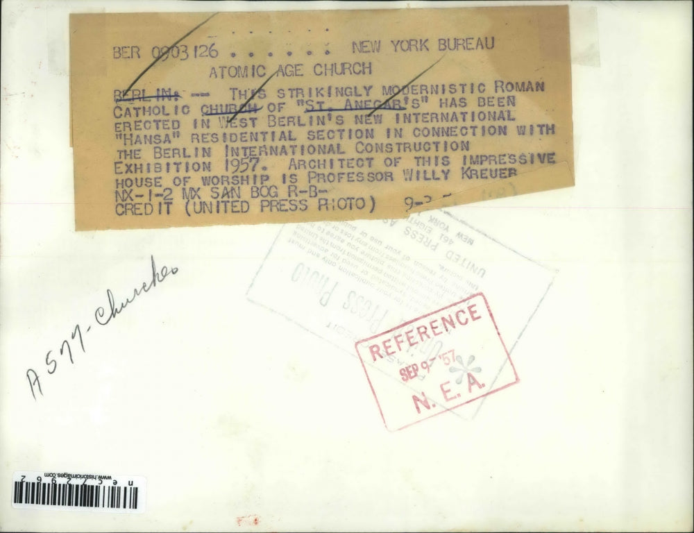 1957 Press Photo Berlin, St Anegars Catholic Church at Expo