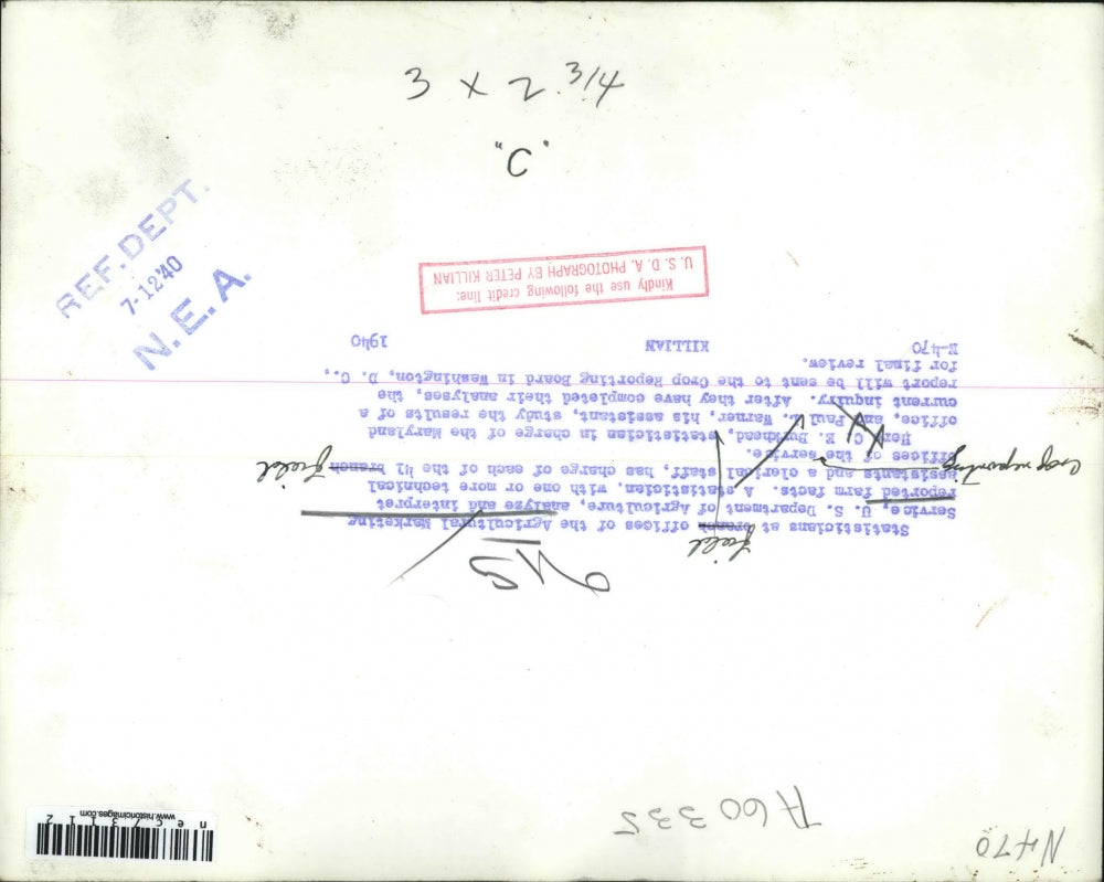 1940 Press Photo USDA Service CE Burkhead & Paul Warner, statisticians