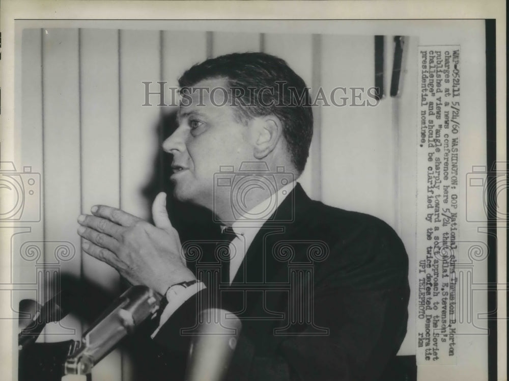 1960 Press Photo DC GOP chairman Thurston B Morton at news conference