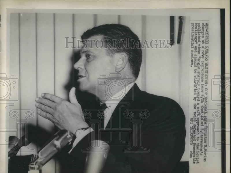 Load image into Gallery viewer, 1960 Press Photo DC GOP chairman Thurston B Morton at news conference
