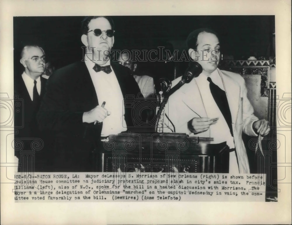 1948 Press Photo Baton Rouge, La Mayor Morrison, F Williams at LA legislature