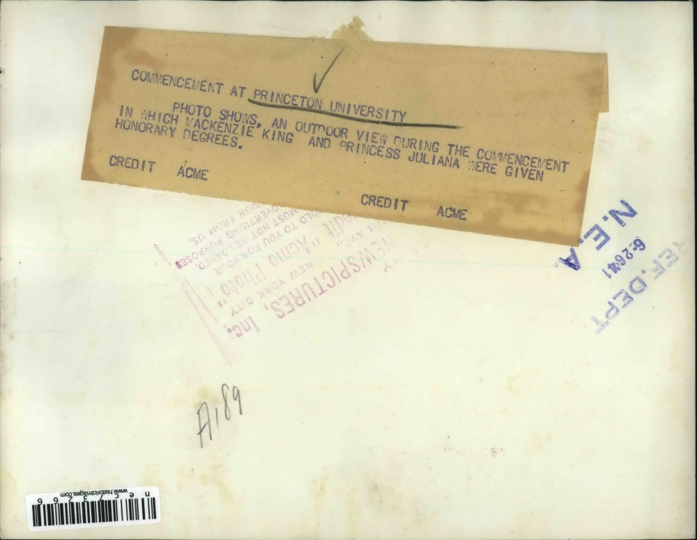 1941 Press Photo Princess Julianam MacKenzie King at Princeton Univ