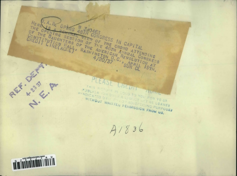 1937 Press Photo Crowd at 46th Annual Congress of DAR in Wash DC