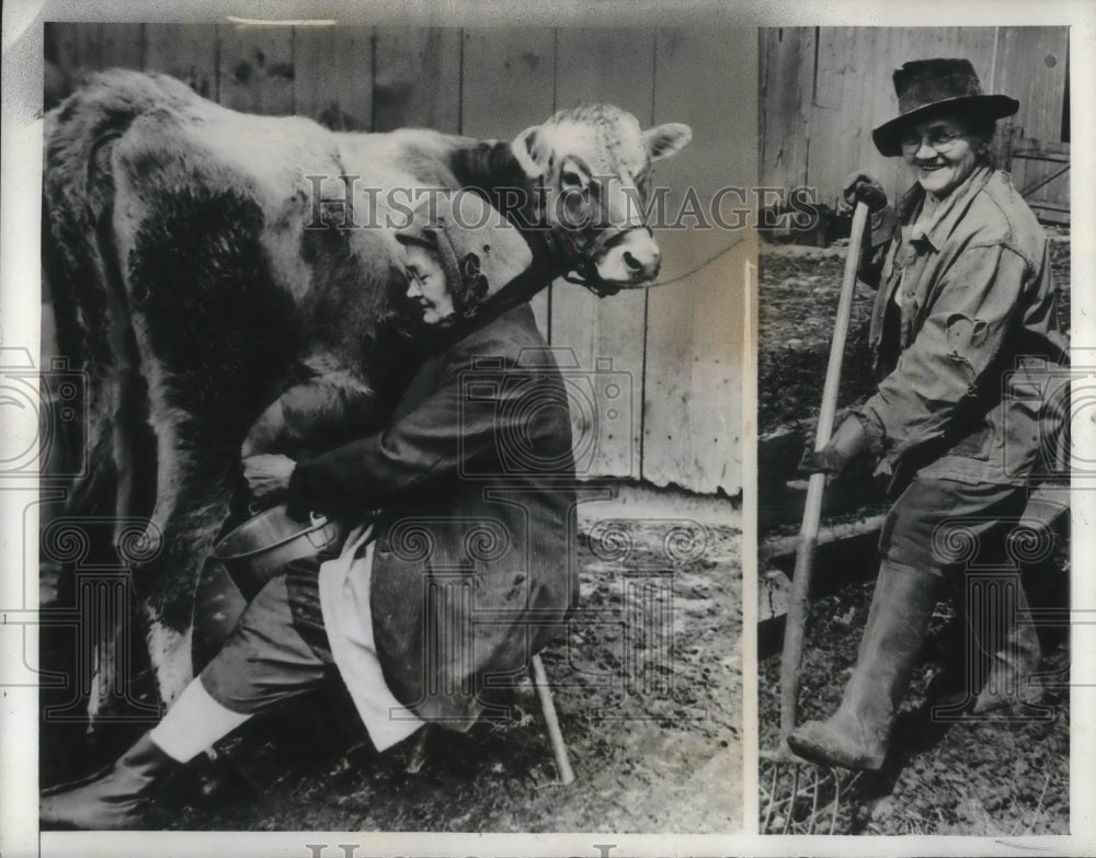 1942 Press Photo BArbara & Mary Meyer on their Cleveland, Ohio farm