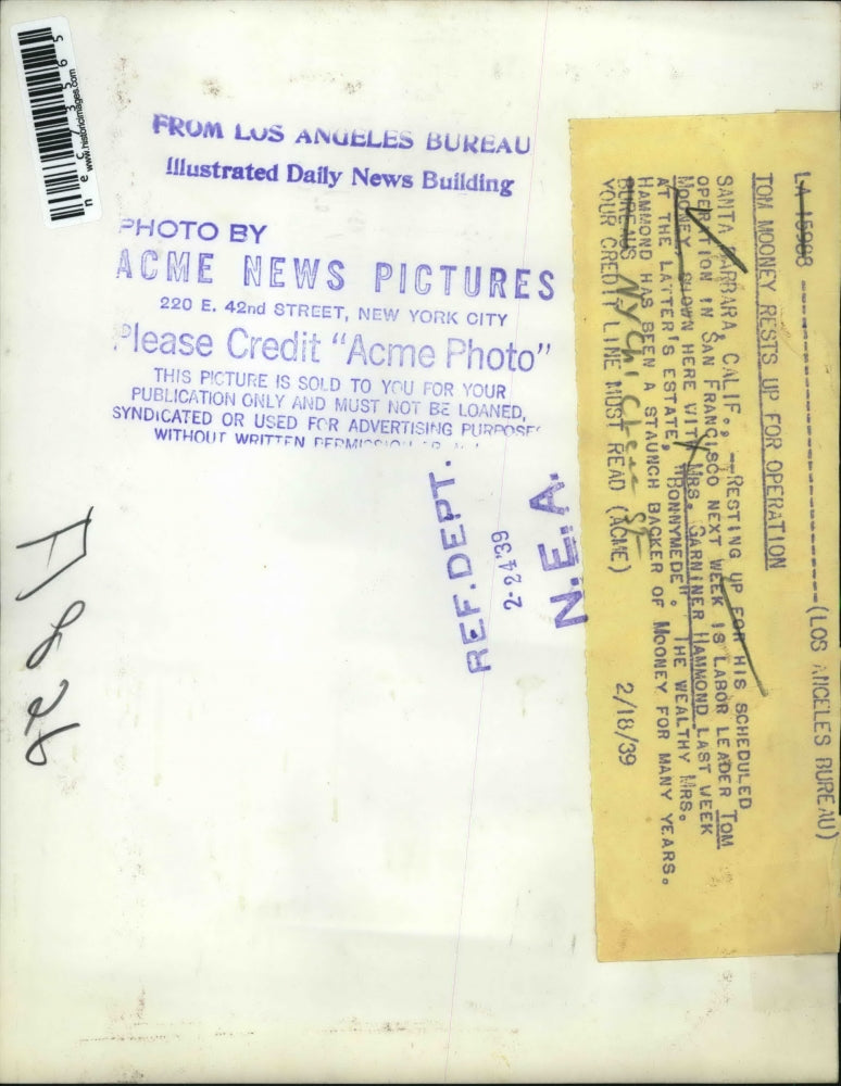 1939 Press Photo Santa Barbara, Cal.Labor leader Tom Mooney, Mrs G Hammond golfi