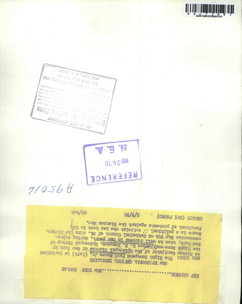 1970 Press Photo NYC, Rt Rev Paul Moore Jr & Rt Rev Horace Donegan - nec73697