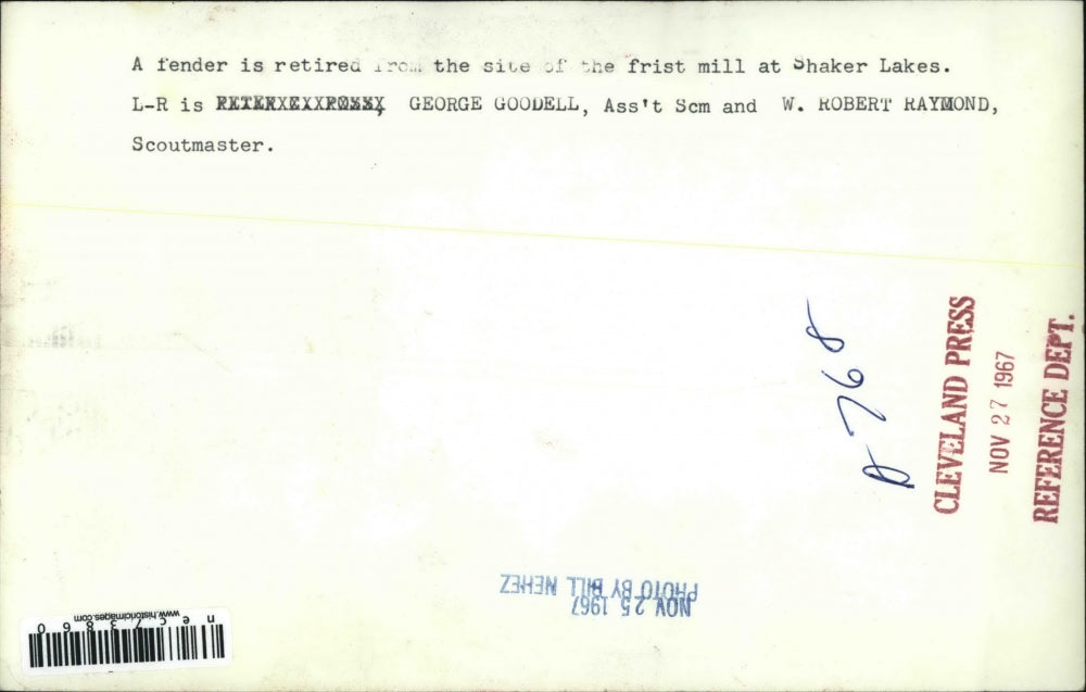 1967 Press Photo George Goodell, W Rbt Raymond, scoutmaster at Shaker Lakes, Oh