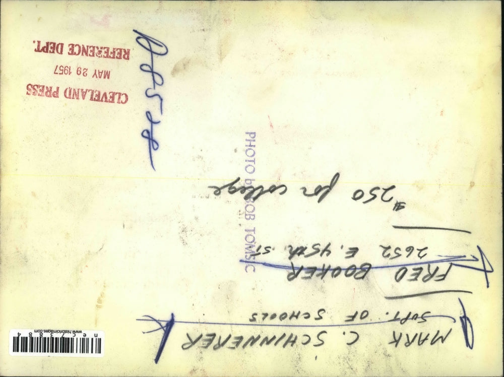 1957 Press Photo Mark Schinnerer & Fred Booker, Cleveland business