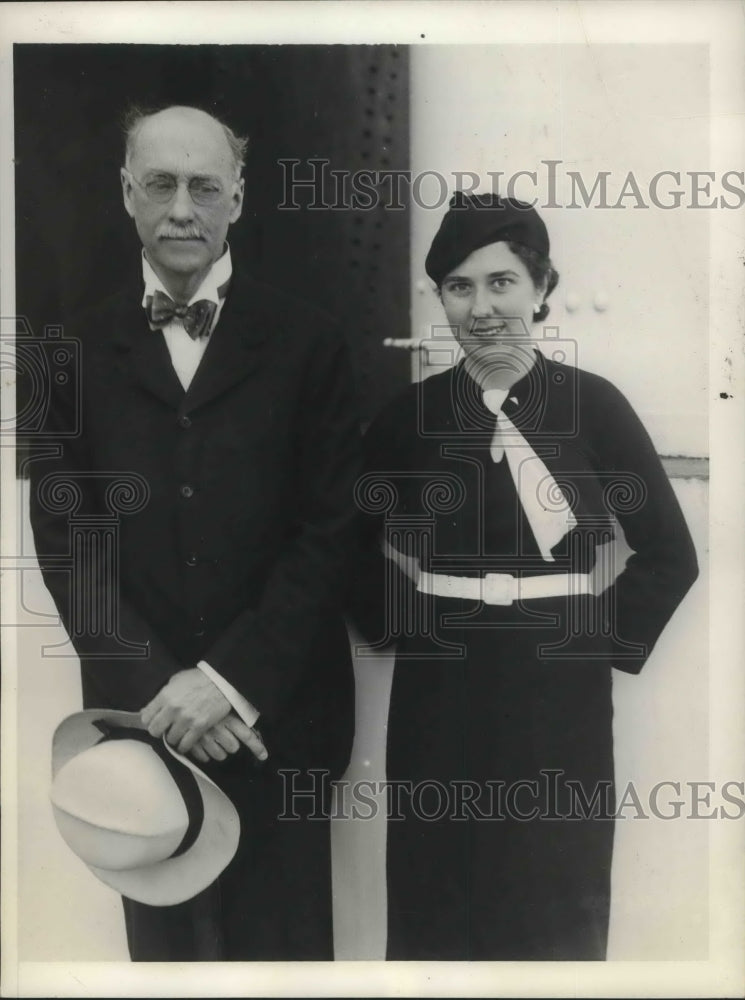 1934 Press Photo The Hon DH Morris US Amb to Belgium & daughter