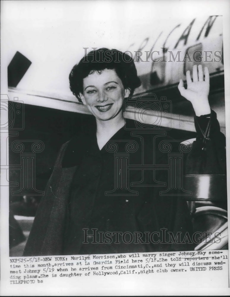 1952 Press Photo NYC, Marilyn Morrison to wed singer Johnny Ray