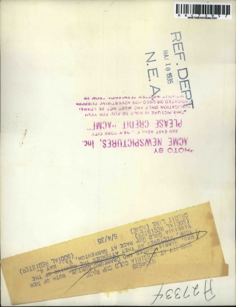 1935 Press Photo Mrs Harris Harder & Crawford Burton at Waqrrenton, Va