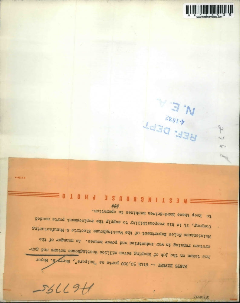 1942 Press Photo Westinghouse Co Harry R Meyer, Maint Sales Dept head