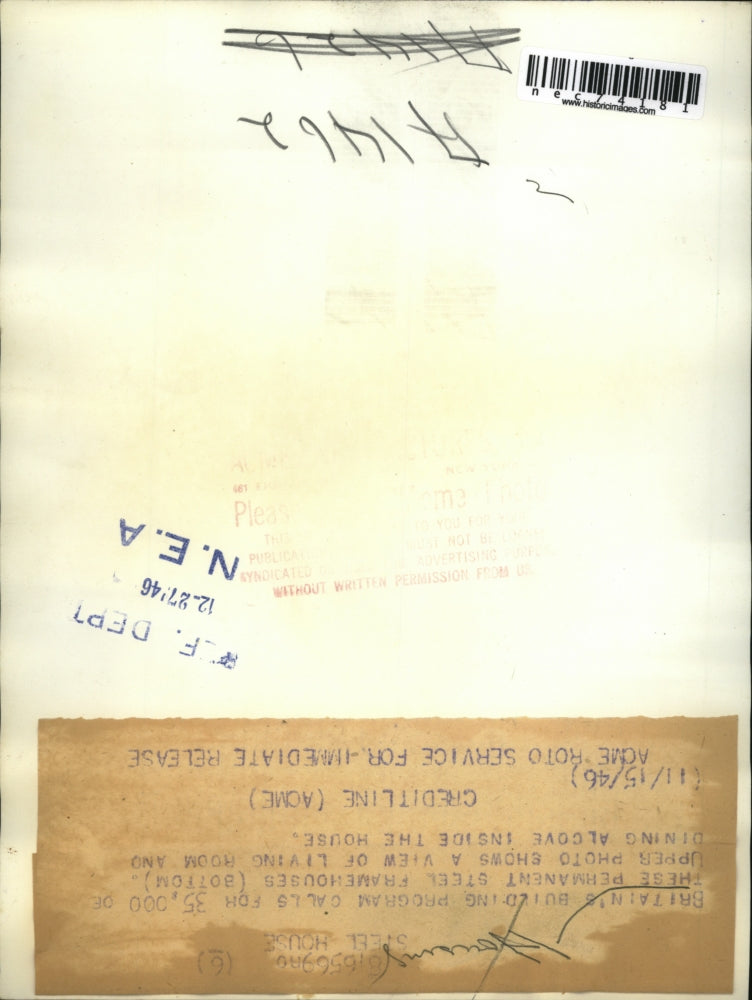 1946 Press Photo Permanent Steel Frame House