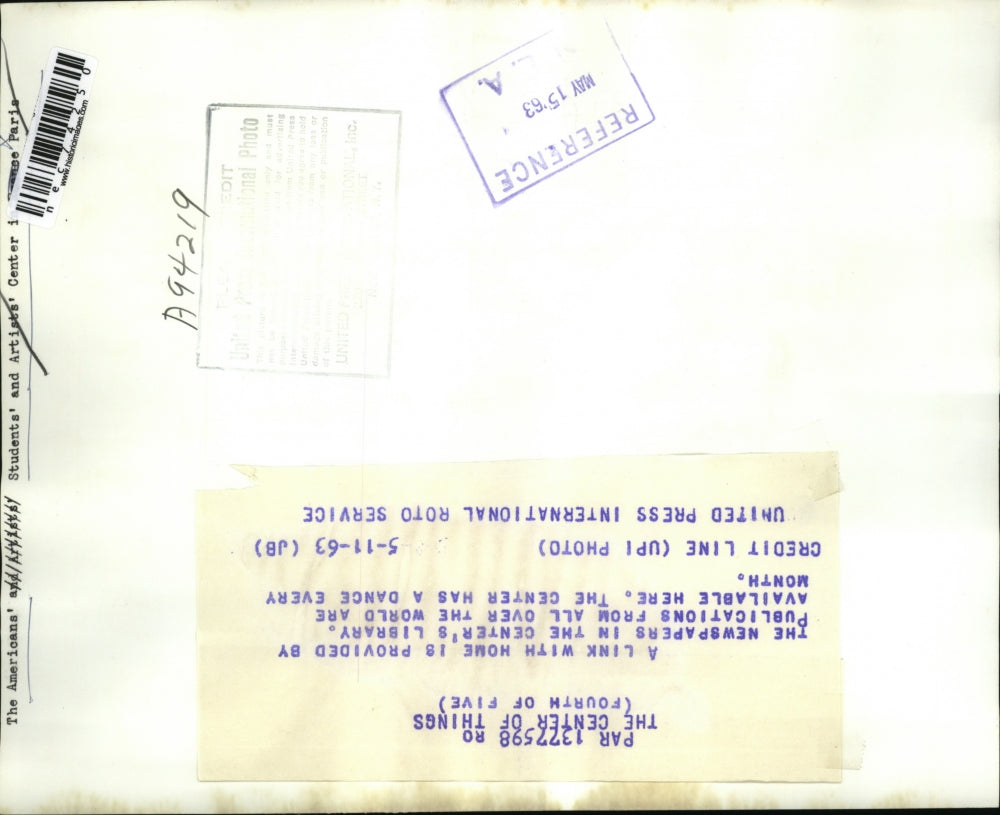 1963 Press Photo The American Students' and Artists' Center in Paris