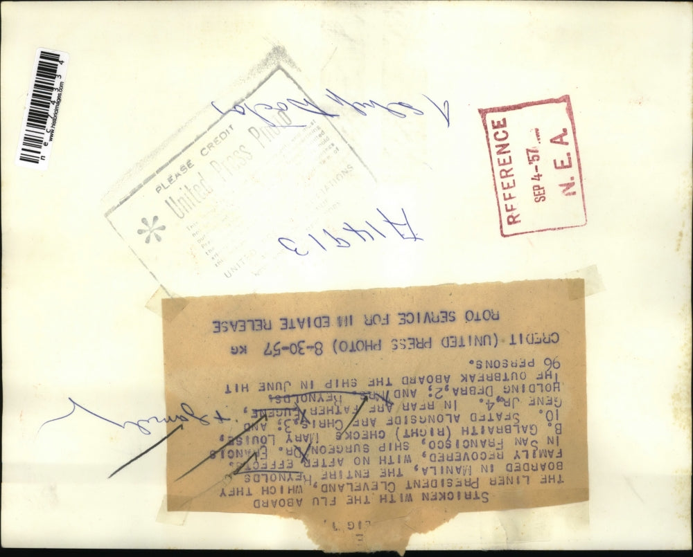 1957 Press Photo Dr Francis Galbraith & Reynolds family on liner Pres Cleveland