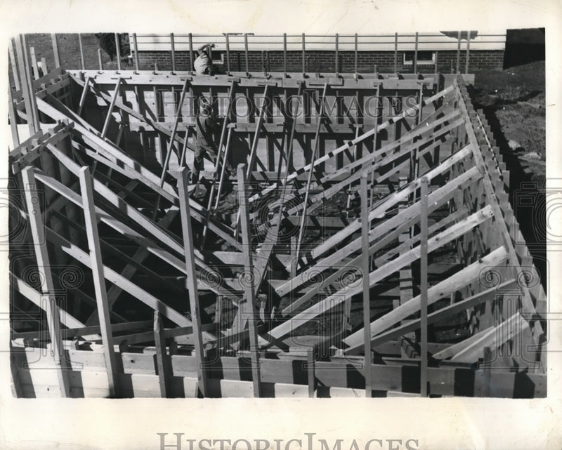 Load image into Gallery viewer, 1946 Press Photo Excavation for a basement construction site Deecatur, Ill HS
