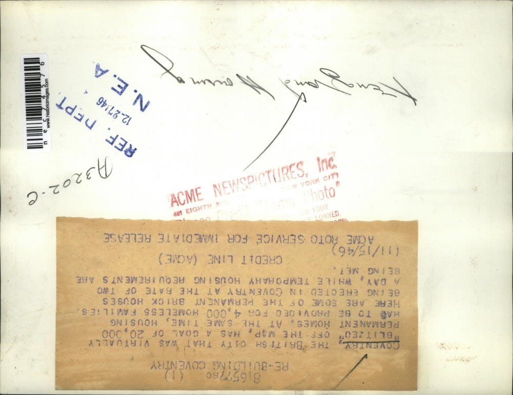 1946 Press Photo Coventry, England new homes built after the war