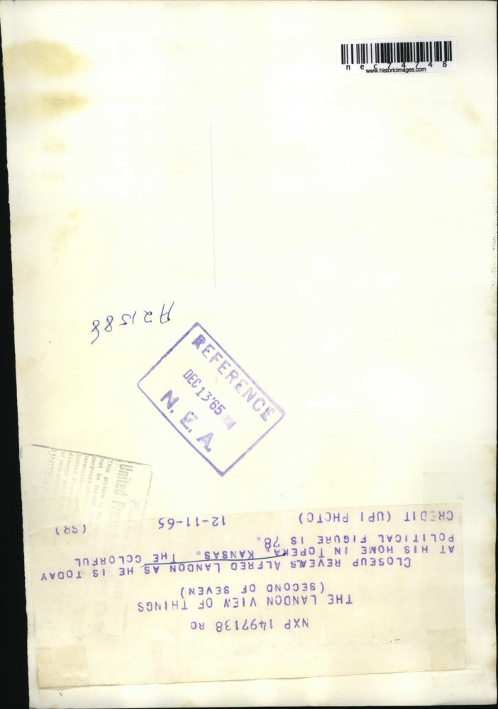 1965 Press Photo Alfred Landon at his Topeka, Kansas home ex political figure