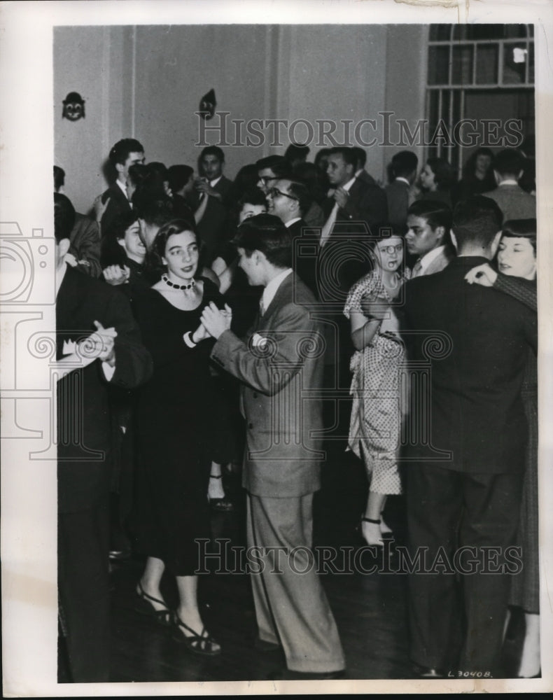 1950 Press Photo Ballroom dancers at a nurses residence in NYC
