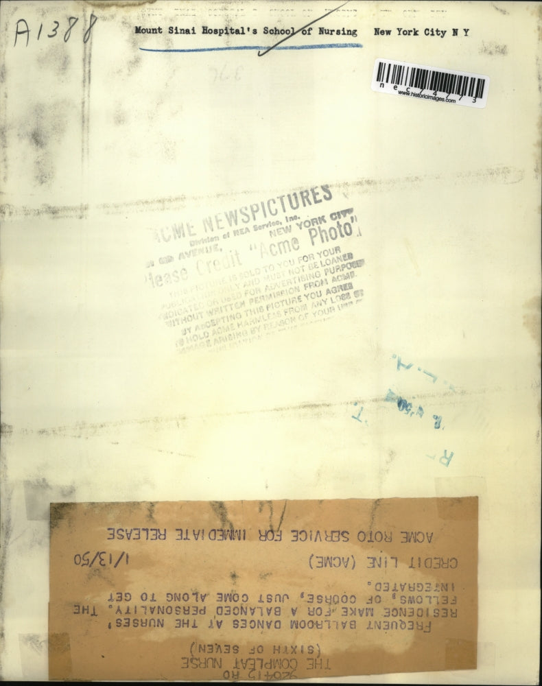 1950 Press Photo Ballroom dancers at a nurses residence in NYC