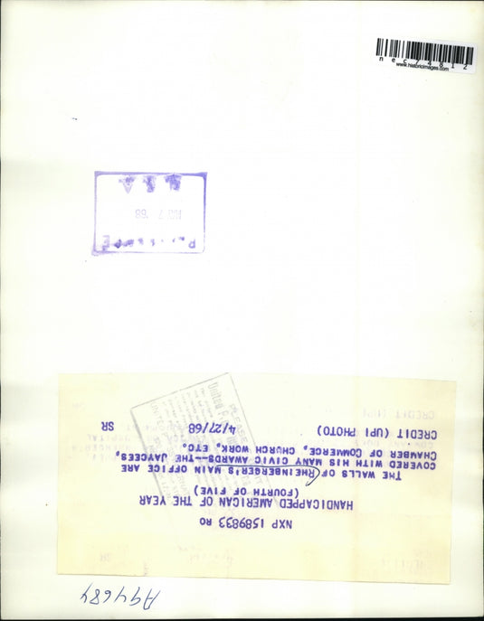 1968 Press Photo Walls of Rheinberger's Main Office Covered with Civic Awards